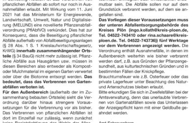 News #2021/39: Verbrennen von Gartenabfällen nicht mehr erlaubt